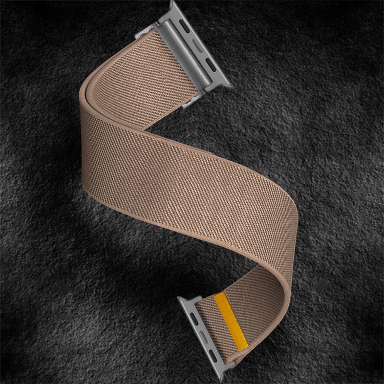 For Apple Watch 42mm / 41mm / 40mm / 38mm Adjustable Single Loop Elastic Nylon Watch Band(Milk Tea) - Watch Bands by buy2fix | Online Shopping UK | buy2fix