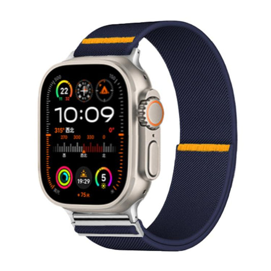 For Apple Watch 42mm / 41mm / 40mm / 38mm Adjustable Single Loop Elastic Nylon Watch Band(Dark Blue) - Watch Bands by buy2fix | Online Shopping UK | buy2fix