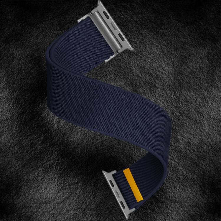 For Apple Watch 42mm / 41mm / 40mm / 38mm Adjustable Single Loop Elastic Nylon Watch Band(Dark Blue) - Watch Bands by buy2fix | Online Shopping UK | buy2fix