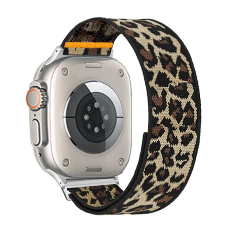 For Apple Watch 42mm / 41mm / 40mm / 38mm Adjustable Single Loop Elastic Nylon Watch Band(Leopard Print) - Watch Bands by buy2fix | Online Shopping UK | buy2fix