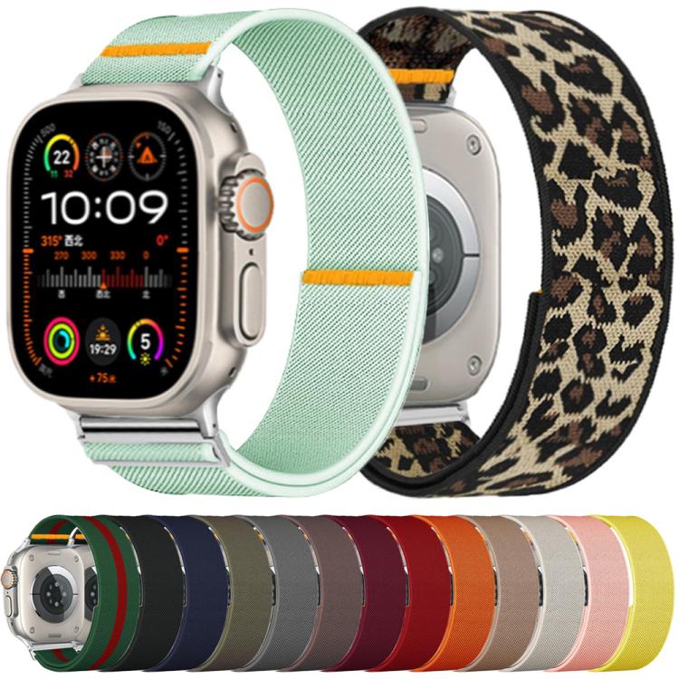 For Apple Watch 46mm / 49mm / 45mm / 44mm Adjustable Single Loop Elastic Nylon Watch Band(Pink) - Watch Bands by buy2fix | Online Shopping UK | buy2fix
