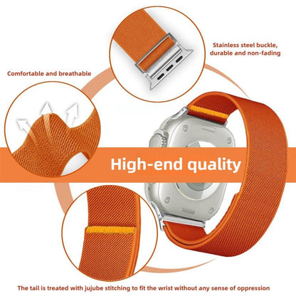 For Apple Watch 46mm / 49mm / 45mm / 44mm Adjustable Single Loop Elastic Nylon Watch Band(Milk Tea) - Watch Bands by buy2fix | Online Shopping UK | buy2fix