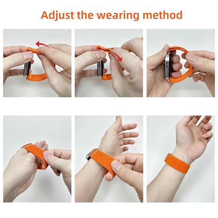 For Apple Watch 46mm / 49mm / 45mm / 44mm Adjustable Single Loop Elastic Nylon Watch Band(Pink) - Watch Bands by buy2fix | Online Shopping UK | buy2fix