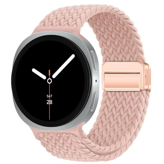 For Galaxy Watch9 / 8 / 8 Classic Loop Magnetic Buckle Braided Nylon Watch Band(Creamy Pink Sand)
