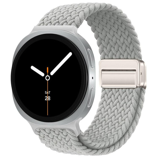 For Galaxy Watch9 / 8 / 8 Classic Loop Magnetic Buckle Braided Nylon Watch Band(Pearl White)