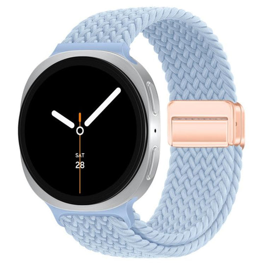 For Galaxy Watch9 / 8 / 8 Classic Loop Magnetic Buckle Braided Nylon Watch Band(Light Blue)