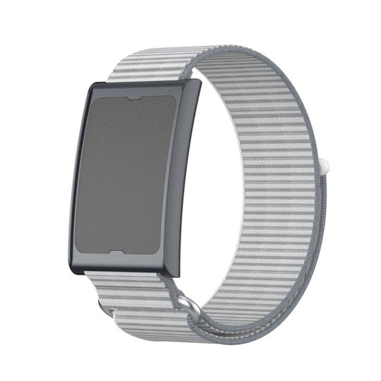 For Amazfit Helio Strap Metal Ring Two Sections Nylon Hook and Loop Fastener Watch Band(Dome Gray)