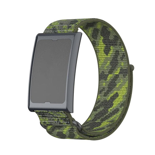For Amazfit Helio Strap Metal Ring Two Sections Nylon Hook and Loop Fastener Watch Band(Camouflage Green)