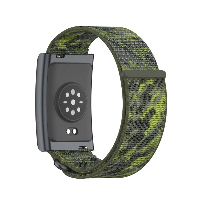 For Amazfit Helio Strap Metal Ring Two Sections Nylon Hook and Loop Fastener Watch Band(Camouflage Green) - Watch Bands by buy2fix | Online Shopping UK | buy2fix