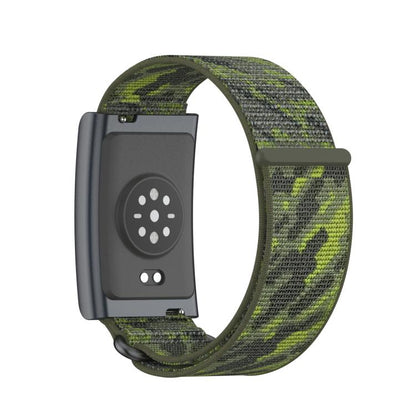 For Amazfit Helio Strap Metal Ring Two Sections Nylon Hook and Loop Fastener Watch Band(Camouflage Green) - Watch Bands by buy2fix | Online Shopping UK | buy2fix