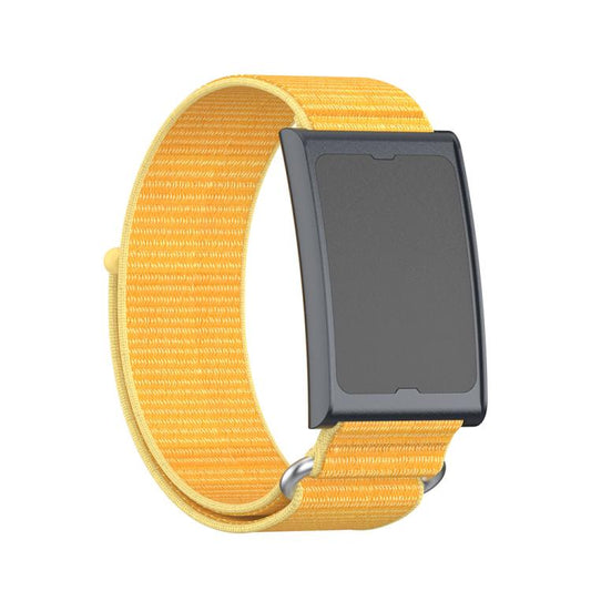 For Amazfit Helio Strap Metal Ring Two Sections Nylon Hook and Loop Fastener Watch Band(Pale Yellow) - Watch Bands by buy2fix | Online Shopping UK | buy2fix