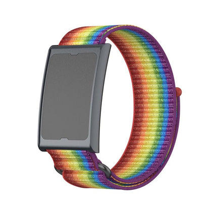 For Amazfit Helio Strap Metal Ring Two Sections Nylon Hook and Loop Fastener Watch Band(Rainbow) - Watch Bands by buy2fix | Online Shopping UK | buy2fix