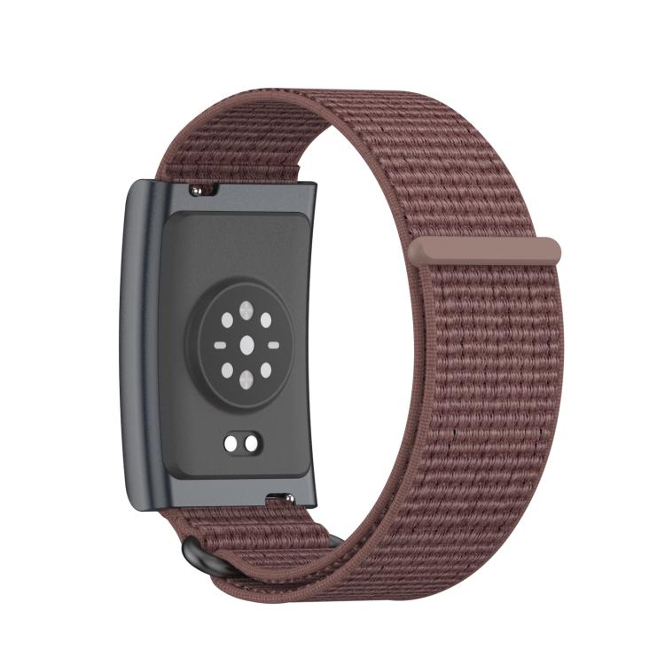 For Amazfit Helio Strap Metal Ring Two Sections Nylon Hook and Loop Fastener Watch Band(Smokey Purple) - Watch Bands by buy2fix | Online Shopping UK | buy2fix