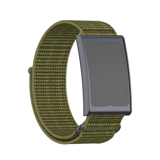For Amazfit Helio Strap Metal Ring Two Sections Nylon Hook and Loop Fastener Watch Band(Olive Green) - Watch Bands by buy2fix | Online Shopping UK | buy2fix