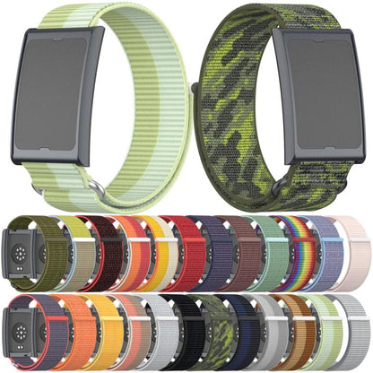 For Amazfit Helio Strap Metal Ring Two Sections Nylon Hook and Loop Fastener Watch Band(Dome Gray) - Watch Bands by buy2fix | Online Shopping UK | buy2fix
