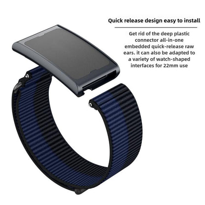 For Amazfit Helio Strap Metal Ring Two Sections Nylon Hook and Loop Fastener Watch Band(Dome Gray) - Watch Bands by buy2fix | Online Shopping UK | buy2fix