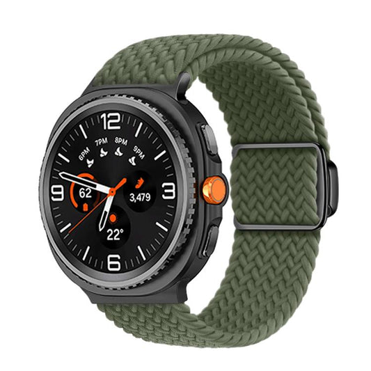 For Samsung Galaxy Watch8 / Watch8 Classic Magnetic Buckle Braided Nylon Watch Band(Olive Green) - Watch Bands by buy2fix | Online Shopping UK | buy2fix
