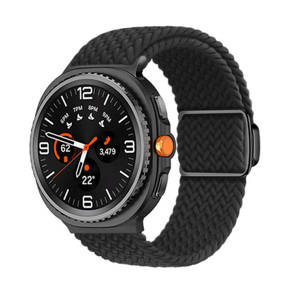 For Samsung Galaxy Watch8 / Watch8 Classic Magnetic Buckle Braided Nylon Watch Band(Black) - Watch Bands by buy2fix | Online Shopping UK | buy2fix