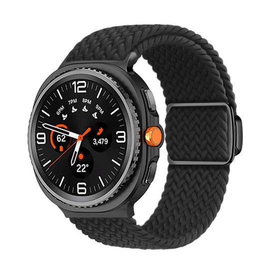 For Samsung Galaxy Watch8 / Watch8 Classic Magnetic Buckle Braided Nylon Watch Band(Black) - Watch Bands by buy2fix | Online Shopping UK | buy2fix