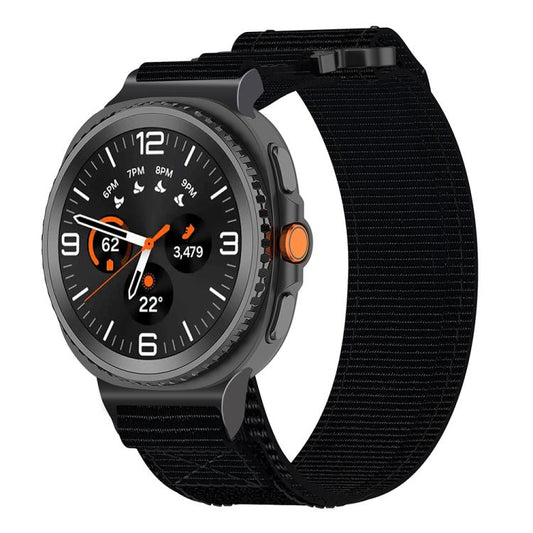 For Samsung Galaxy Watch8 / Watch8 Classic Two Sections Nylon Hook And Loop Fastener Watch Band(Black) - Watch Bands by buy2fix | Online Shopping UK | buy2fix