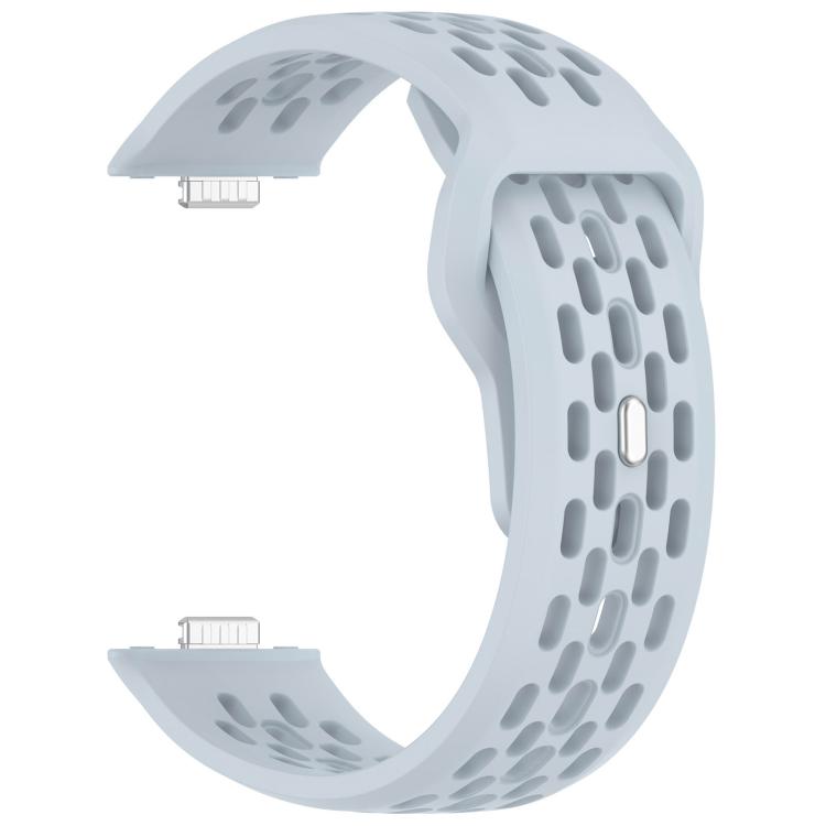 For Huawei Watch Fit4 / Fit4 Pro / Fit3 Mesh Silver Reverse Steel Buckle Silicone Watch Band(Light Blue) - Watch Bands by buy2fix | Online Shopping UK | buy2fix