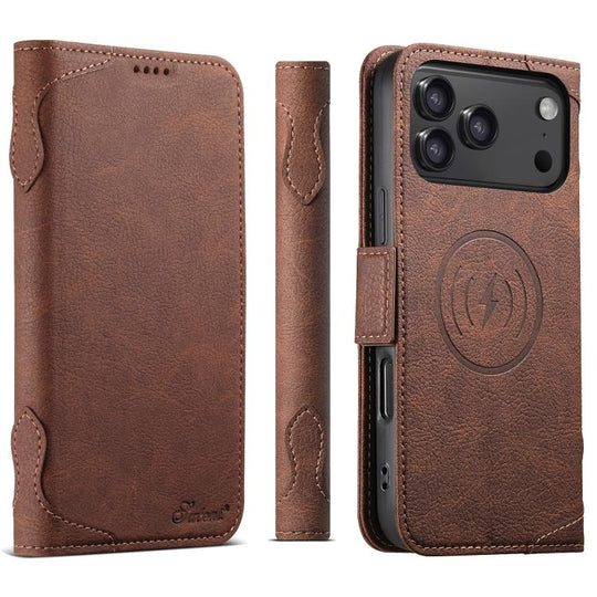 For iPhone 17 Pro Max SUTENI J07 Multifunctional Horizontal Flip Magsafe Leather Phone Case(Brown)