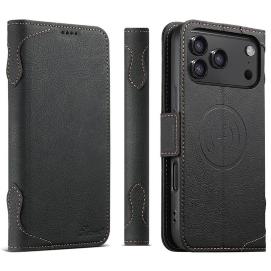 For iPhone 17 Pro SUTENI J07 Multifunctional Horizontal Flip Magsafe Leather Phone Case(Black)