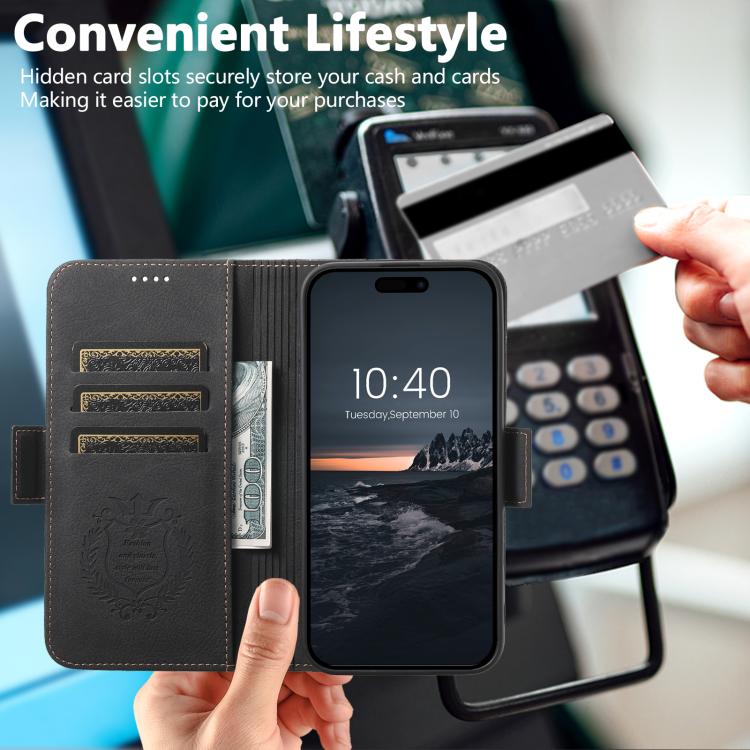 For iPhone 17 Air SUTENI J07 Multifunctional Horizontal Flip Magsafe Leather Phone Case(Black) - iPhone 17 Air Cases by Suteni | Online Shopping UK | buy2fix