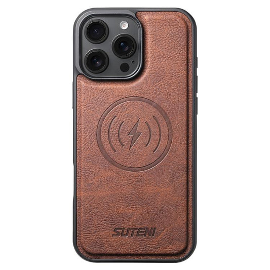 For iPhone 16 Pro Suteni G5 Litchi Leather Magnetic MagSafe Phone Case(Brown) - iPhone 16 Pro Cases by Suteni | Online Shopping UK | buy2fix