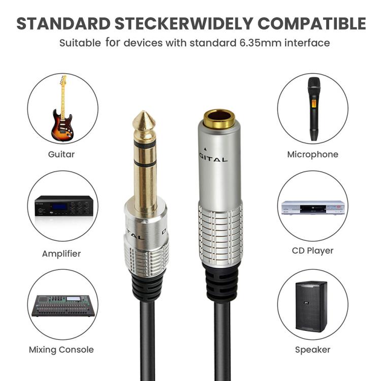 JUNSUNMAY 6.35mm 1/4 inch Male to Female Stereo Headphone Guitar Extension Cable Cord, Length:0.3m - Aux Cable by JUNSUNMAY | Online Shopping UK | buy2fix