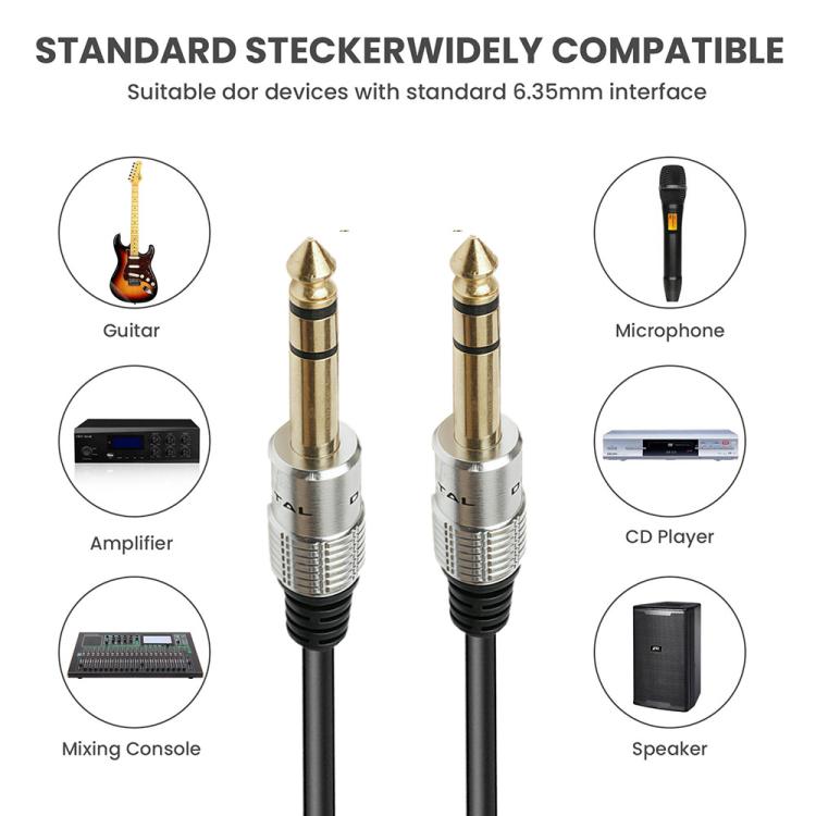 JUNSUNMAY 6.35mm 1/4 inch Male to Male Stereo Headphone Guitar Extension Cable Cord, Length:0.3m - Aux Cable by JUNSUNMAY | Online Shopping UK | buy2fix