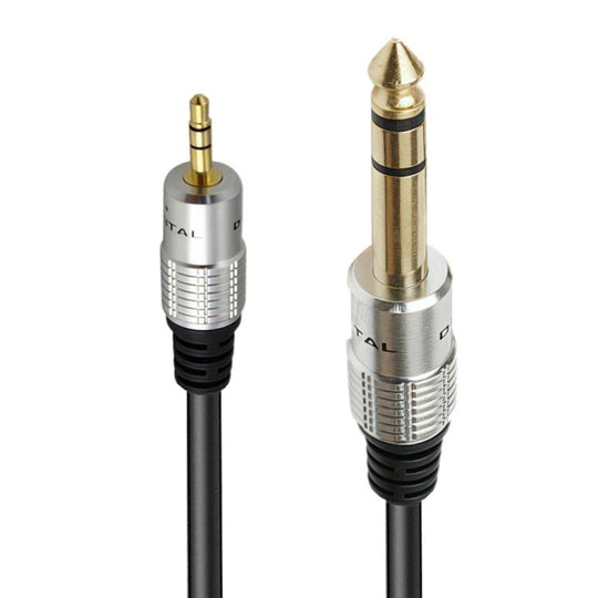 JUNSUNMAY 6.35mm Male to 3.5mm TRS Male Stereo Audio Cable Guitar Cord, Length:1.8m