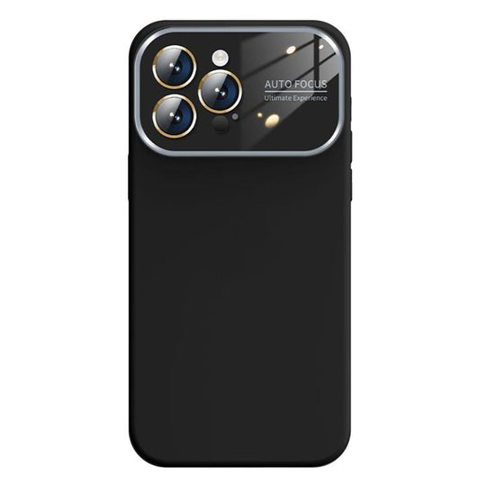For iPhone 15 Pro Kalebol Large Windows Frosted Liquid Silicone Phone Case(Black)