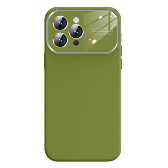 For iPhone 15 Pro Kalebol Large Windows Frosted Liquid Silicone Phone Case(Willow Green)