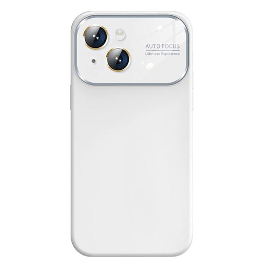 For iPhone 15 Kalebol Large Windows Frosted Liquid Silicone Phone Case(Pure White)