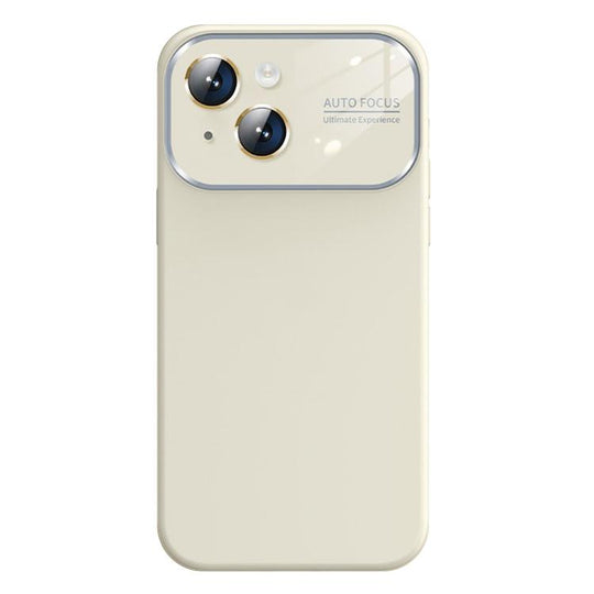 For iPhone 14 Kalebol Large Windows Frosted Liquid Silicone Phone Case(Antique White)