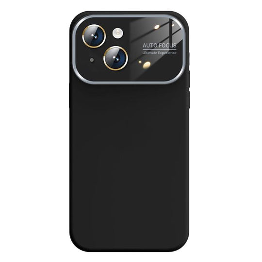 For iPhone 14 Kalebol Large Windows Frosted Liquid Silicone Phone Case(Black)