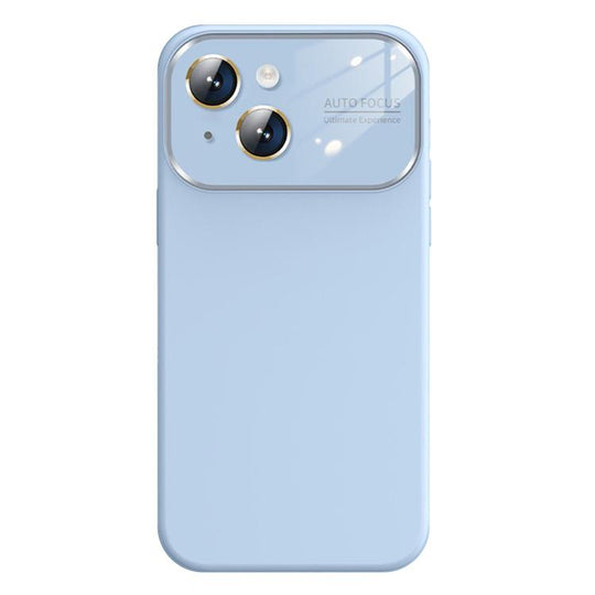 For iPhone 14 Kalebol Large Windows Frosted Liquid Silicone Phone Case(Far Peak Blue)