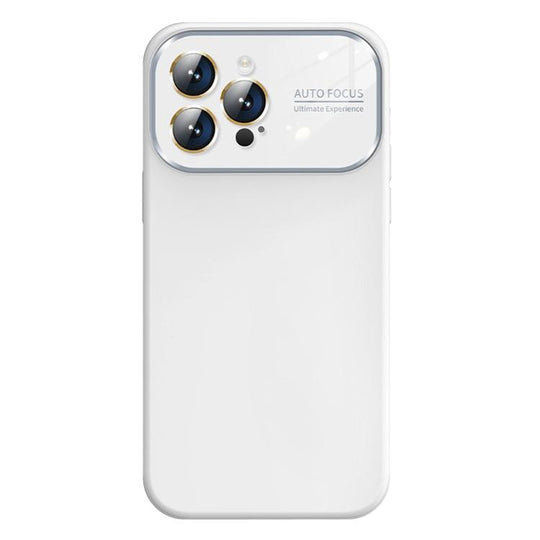 For iPhone 13 Pro Max Kalebol Large Windows Frosted Liquid Silicone Phone Case(Pure White)