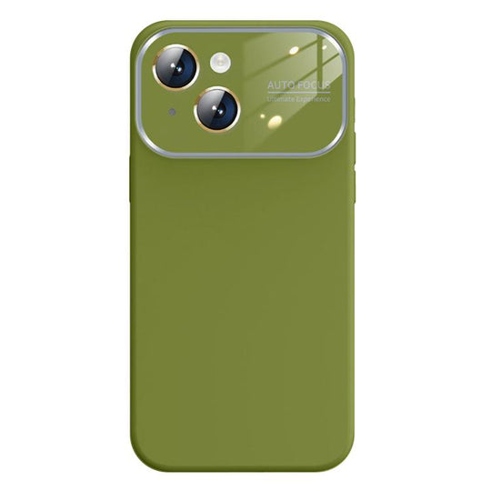 For iPhone 13 Kalebol Large Windows Frosted Liquid Silicone Phone Case(Willow Green)