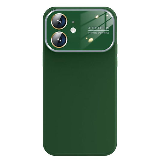 For iPhone 12 Kalebol Large Windows Frosted Liquid Silicone Phone Case(Cangling Green)