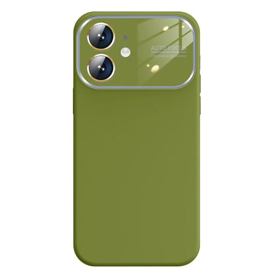 For iPhone 12 Kalebol Large Windows Frosted Liquid Silicone Phone Case(Willow Green)