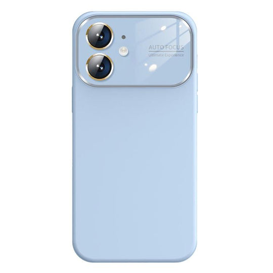 For iPhone 12 Kalebol Large Windows Frosted Liquid Silicone Phone Case(Far Peak Blue)