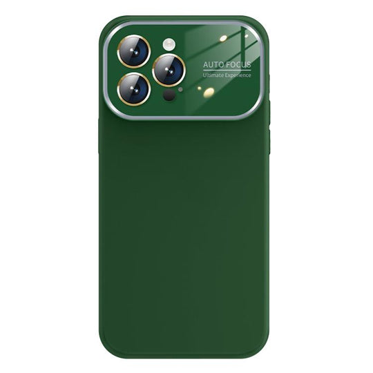 For iPhone 12 Pro Max Kalebol Large Windows Frosted Liquid Silicone Phone Case(Cangling Green)
