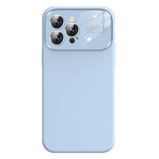 For iPhone 14 Pro Max Kalebol Large Windows Frosted Liquid Silicone Phone Case(Far Peak Blue)