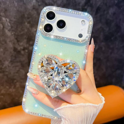 For iPhone Air Diamond Glitter Gemstone Heart Holder Phone Case(Transparent Stars) - iPhone Air Cases by buy2fix | Online Shopping UK | buy2fix
