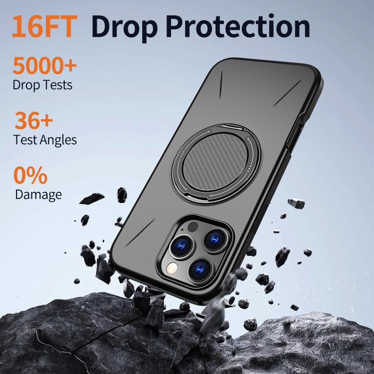 For iPhone 16 Pro Max Kalebol Magnetic MagSafe Rotation Holder PC Phone Case(Black) - iPhone 16 Pro Max Cases by Kalebol | Online Shopping UK | buy2fix