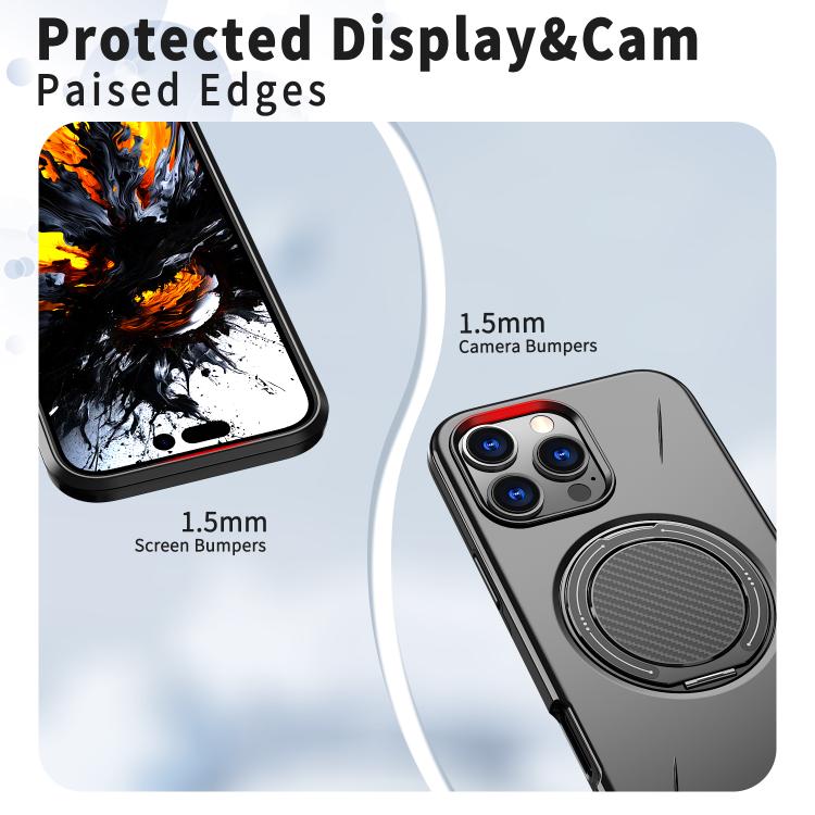 For iPhone 16 Pro Max Kalebol Magnetic MagSafe Rotation Holder PC Phone Case(Black) - iPhone 16 Pro Max Cases by Kalebol | Online Shopping UK | buy2fix