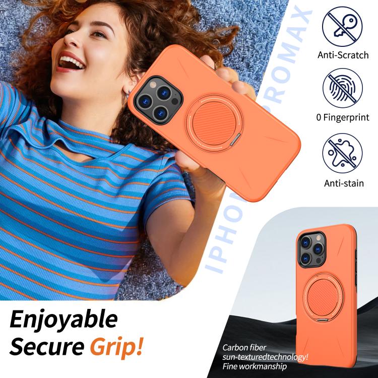 For iPhone 16 Pro Max Kalebol Magnetic MagSafe Rotation Holder PC Phone Case(Orange) - iPhone 16 Pro Max Cases by Kalebol | Online Shopping UK | buy2fix