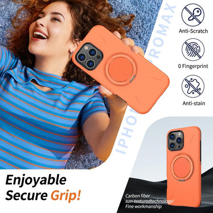 For iPhone 16 Pro Max Kalebol Magnetic MagSafe Rotation Holder PC Phone Case(Orange) - iPhone 16 Pro Max Cases by Kalebol | Online Shopping UK | buy2fix